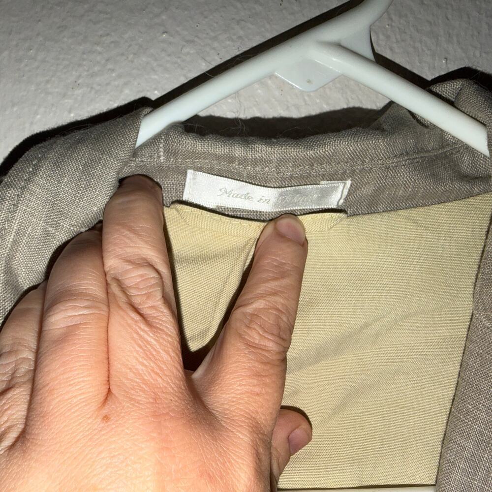 Calvin Klein 100% Linen Blazer 44R Khaki Lightweight Jacket - Picture 7 of 9